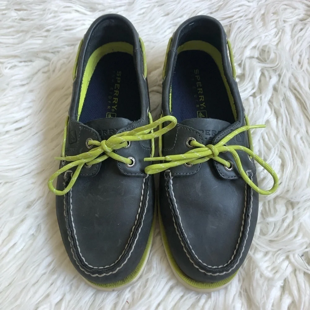 Sperry Top-Side Leather Neon Lace Boat Shoe